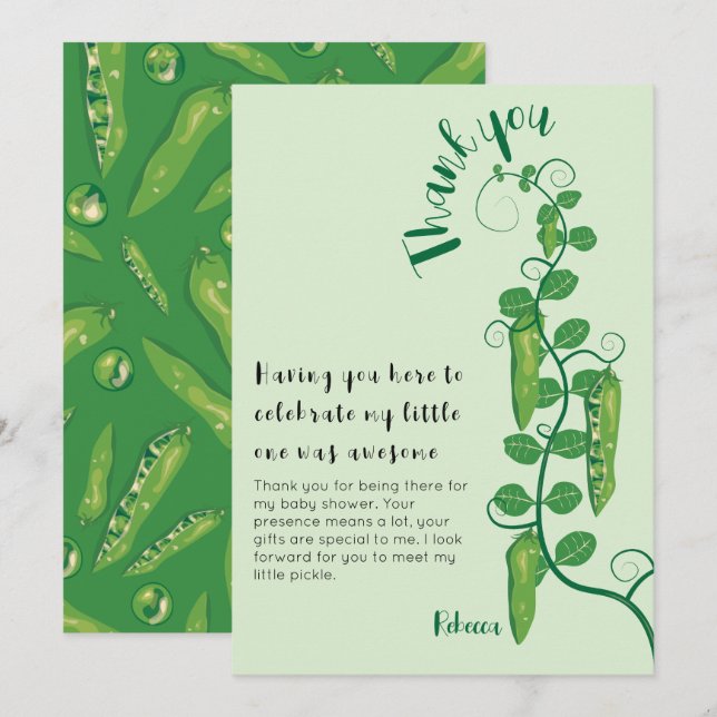 Tarjeta De Agradecimiento Ducha de bebé de guisantes dulces (Anverso / Reverso)
