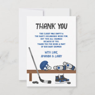 Tarjeta De Agradecimiento Ducha de Bebé de Hockey sobre Hielo