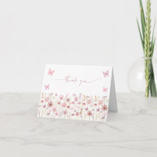 Tarjeta De Agradecimiento Ducha de bebé de mariposa rosa silvestre