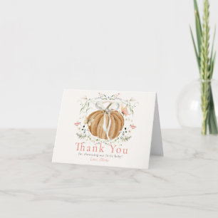 Tarjeta De Agradecimiento Ducha de bebé de niña de calabaza flores silvestre