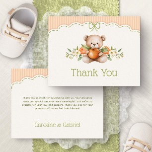Tarjeta De Agradecimiento Ducha de Bebé de Osito Cariñoso Gracias