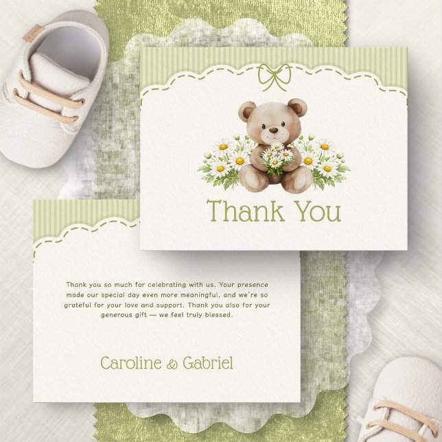 Tarjeta De Agradecimiento Ducha de Bebé de Osito Daisy Gracias (Subido por el creador)