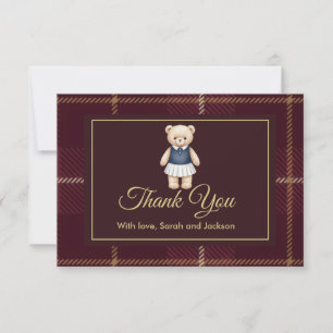Tarjeta De Agradecimiento Ducha de bebé de oso de peluche clásico Polo a cua