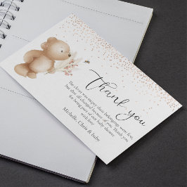 Tarjeta De Agradecimiento Ducha de bebé de Oso y Abeja