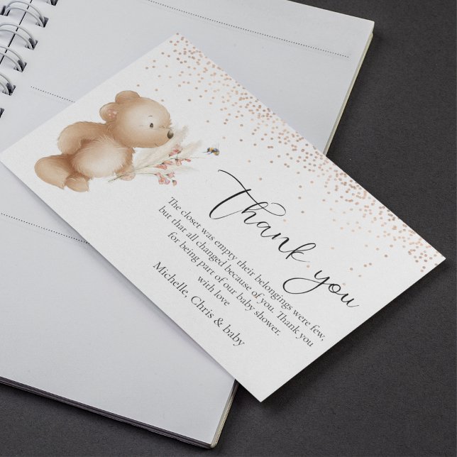 Tarjeta De Agradecimiento Ducha de bebé de Oso y Abeja (Subido por el creador)