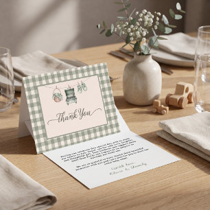 Tarjeta De Agradecimiento Ducha de bebé de parrilla de tendedero de gingham