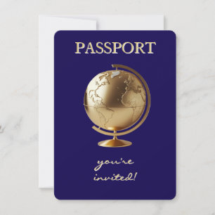 Tarjeta De Agradecimiento Ducha de Bebé de Pasaporte de Globo de Oro