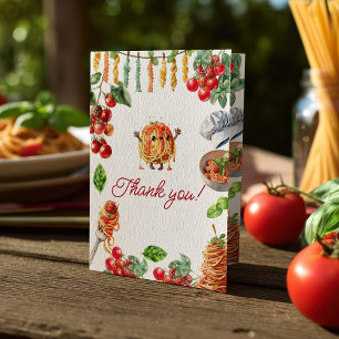 Tarjeta De Agradecimiento Ducha de bebé de Pequeña Albóndiga de Pasta Italia