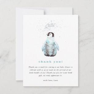 Tarjeta De Agradecimiento Ducha de bebé de pingüino de invierno