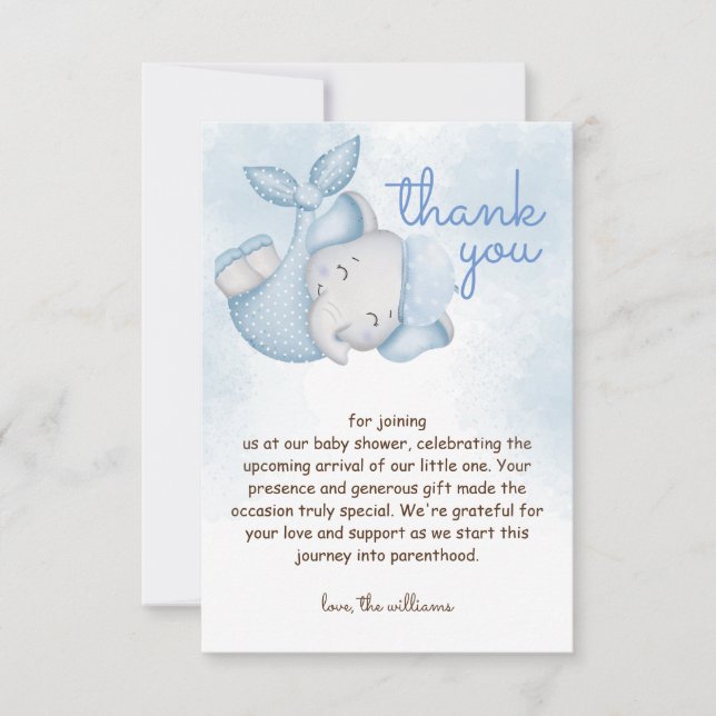 Tarjeta De Agradecimiento Ducha de bebé de un elefante de Safari (Anverso)