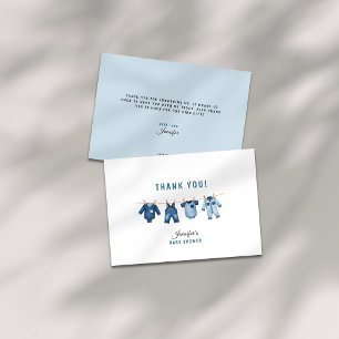Tarjeta De Agradecimiento Ducha de bebé de vaquero azul - Tema de mezclilla