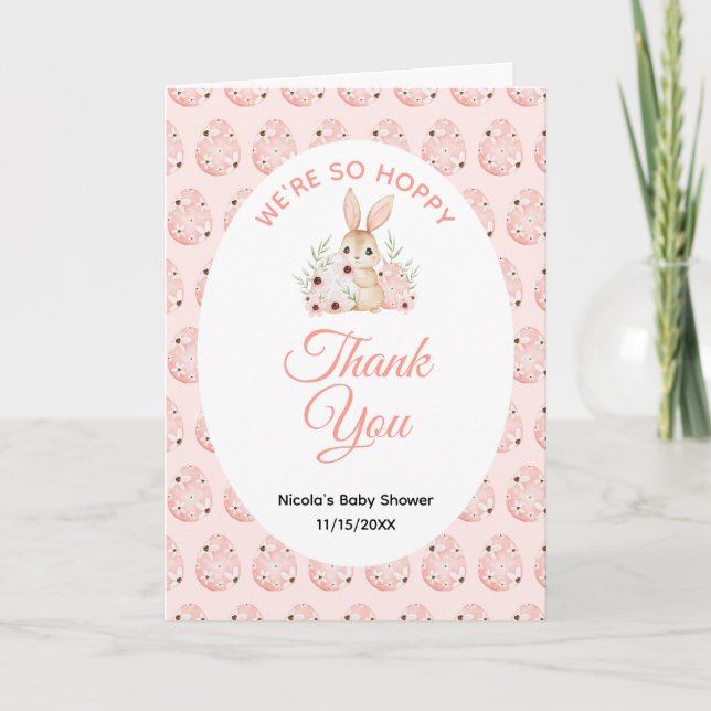 Tarjeta De Agradecimiento Ducha de bebé del conejo de Pascua (Anverso)