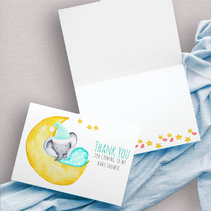 Tarjeta De Agradecimiento Ducha de bebé del elefante lindo durmiendo en la l