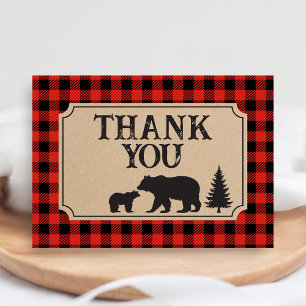 Tarjeta De Agradecimiento Ducha de bebé del oso leñador