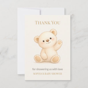 Tarjeta De Agradecimiento Ducha de Bebé del Oso Teddy Boho