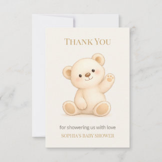 Tarjeta De Agradecimiento Ducha de Bebé del Oso Teddy Boho
