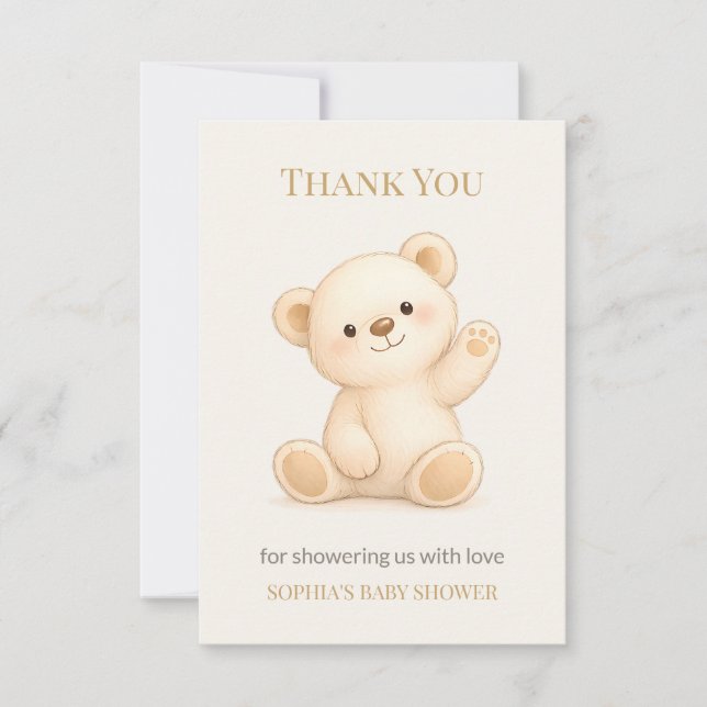 Tarjeta De Agradecimiento Ducha de Bebé del Oso Teddy Boho (Anverso)