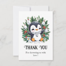 Tarjeta De Agradecimiento Ducha de Bebé del Pingüino Mágico Bonito