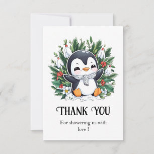 Tarjeta De Agradecimiento Ducha de Bebé del Pingüino Mágico Bonito