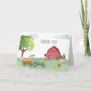 Tarjeta De Agradecimiento Ducha de bebé del tractor rojo del mercado de agri