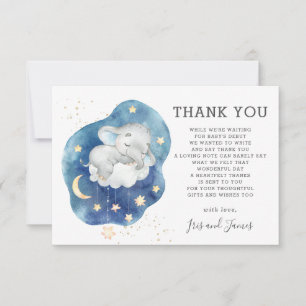 Tarjeta De Agradecimiento Ducha de Bebé Elefante Caprichoso Estrellita Brill