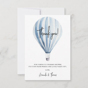Tarjeta De Agradecimiento Ducha de bebé en globo aerostático