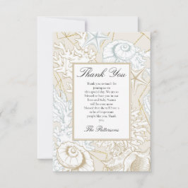 Tarjeta De Agradecimiento Ducha de Bebé en la Playa Conchas Marinas Náutico 