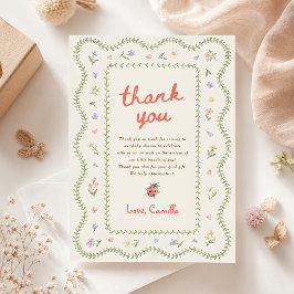 Tarjeta De Agradecimiento Ducha de Bebé Flor Silvestre Pequeño Bicho del Amo