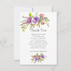 Tarjeta De Agradecimiento Ducha de bebé floral acuarela de primavera
