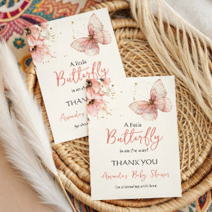 Tarjeta De Agradecimiento Ducha de Bebé Floral Mariposa Bohemio