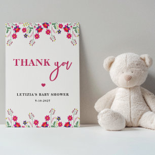 Tarjeta De Agradecimiento Ducha de Bebé Floral Mexicana