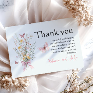Tarjeta De Agradecimiento Ducha de bebé floral silvestre de mariposa rústica