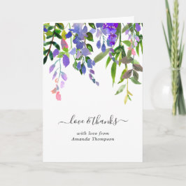 Tarjeta De Agradecimiento Ducha de bebé floral violeta acuarela