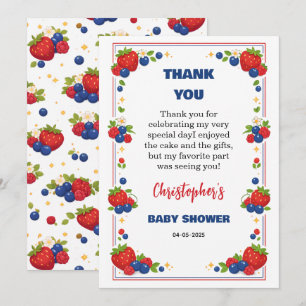 Tarjeta De Agradecimiento Ducha de bebé Fresa Arándano Berry Dulce