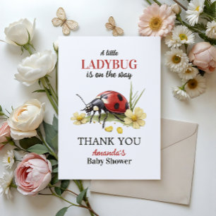 Tarjeta De Agradecimiento Ducha de bebé Garden Floral Daisy Little Ladybug