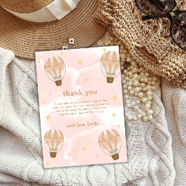 Tarjeta De Agradecimiento Ducha de Bebé Globo Aerostático Nube Dulce Neutral