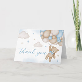 Tarjeta De Agradecimiento Ducha de Bebé Globos Oso Azul