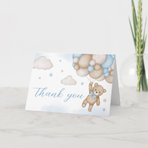 Tarjeta De Agradecimiento Ducha de Bebé Globos Oso Azul