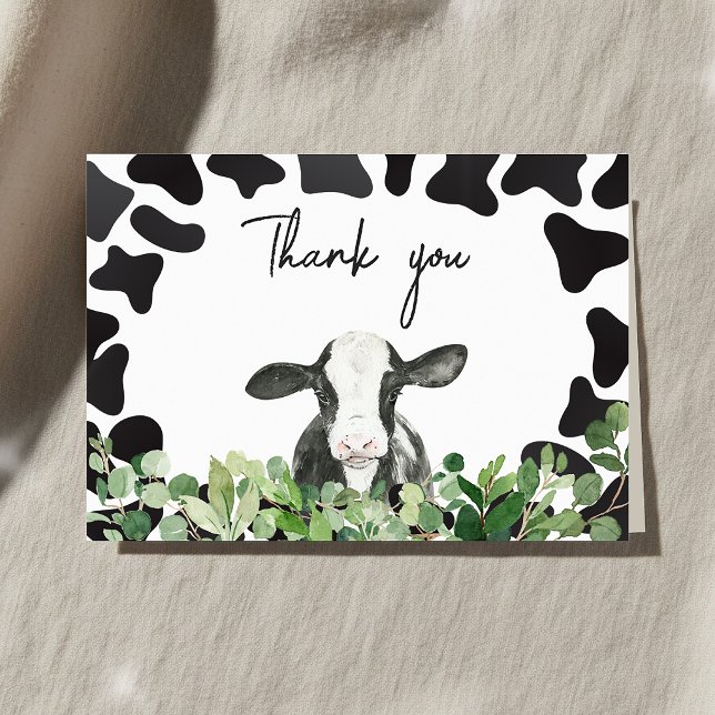 Tarjeta De Agradecimiento Ducha de bebé Greenery Holy Cow  (Subido por el creador)
