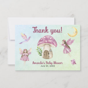 Tarjeta De Agradecimiento Ducha de bebé Hada pequeña Gracias por venir 