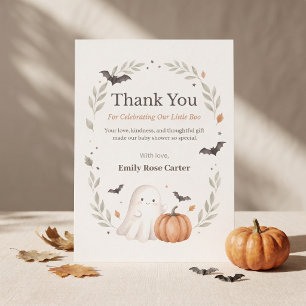 Tarjeta De Agradecimiento Ducha de Bebé Halloween A Little Boo