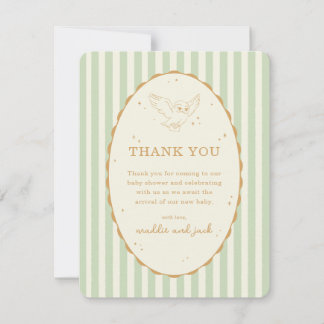 Tarjeta De Agradecimiento Ducha de Bebé Harry Potter Hedwig Raya Verde
