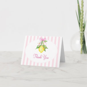 Tarjeta De Agradecimiento Ducha de Bebé Limones Rosados Coquette