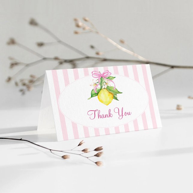 Tarjeta De Agradecimiento Ducha de Bebé Limones Rosados Coquette (Subido por el creador)