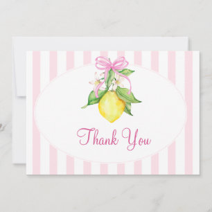 Tarjeta De Agradecimiento Ducha de Bebé Limones Rosados Coquette