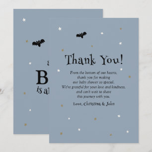 Tarjeta De Agradecimiento Ducha de bebé Little Boo Blue Halloween Ghost