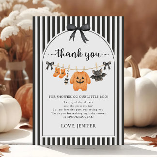 Tarjeta De Agradecimiento Ducha de bebé Little Boo Clothesline