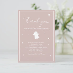 Tarjeta De Agradecimiento Ducha de Bebé Little Boo Pink Ghost Girl