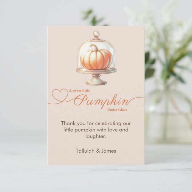 Tarjeta De Agradecimiento Ducha de bebé Little Pumpkin – Otoño Chic (Anverso de pie)