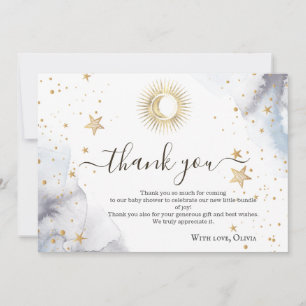 Tarjeta De Agradecimiento Ducha de bebé Luna Celeste, Estrellas Gracias